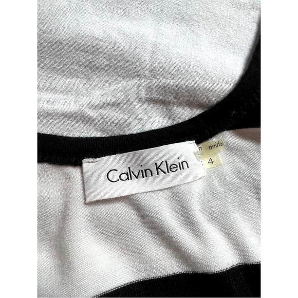 SOLD - Calvin Klein Size 4 Black and White Striped Bodycon Dress - Picture 5 of 6